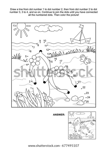 Summer Vacation Themed Connect Dots Picture Stock Vector Royalty Free