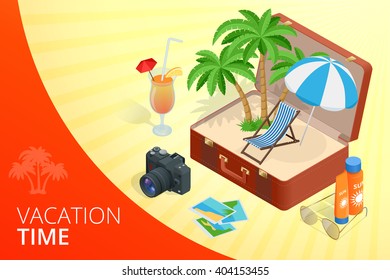 Summer Vacation time banner. 