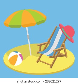 Summer vacation time flat background concept