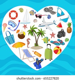 Summer vacation. Time to travel. Beach set.