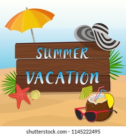 Summer vacation. Time to travel. Happy vacation. Web banner.