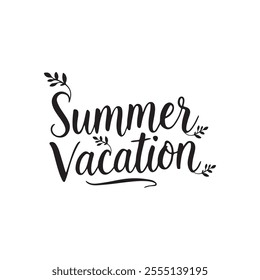 summer vacation time typography calligraphy letterings text vector art flat design illustration
