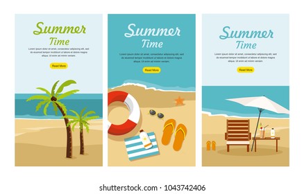 Summer Vacation and Tourism. Set Three Web banners
