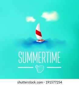 Summer vacation and travel background. Vector Illustration, Graphic Design Editable For Your Design. 