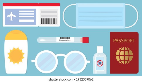 summer vacation travel during coronavirus pandemic- vector illustration