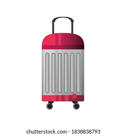 summer vacation travel, modern suitcase with wheels and handle vector illustration detailed style