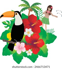 Summer vacation travel sea simple illustration