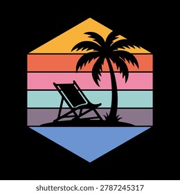 Summer vacation tropical badge vector illustration with summer beach vacation elements.
Summer vacation tropical badge vector illustration with summer beach vacation elements.
