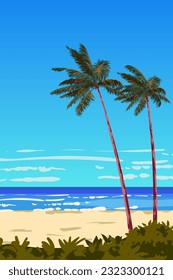 Summer vacation tropical travel vintage poster vector template