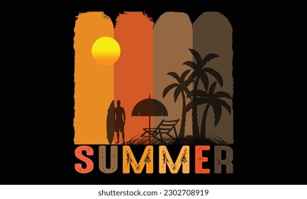 Diseño de camisetas de vacaciones de verano, diseño de tipografía, ilustración, diseño gráfico