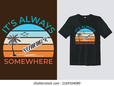 Summer vacation t-shirt design vector file, Modern typography summer t-shirt design template