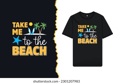 Summer vacation t-shirt design vector template. This design is for kids and adult men. Vector illustration with beach, surfboard, palm tree, sun, and Octopus.