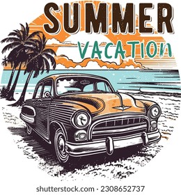 Summer Vacation tshirt, t-shirt illustration design.
