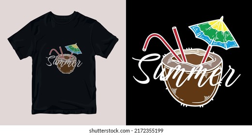 summer vacation t-shirt stylish and clothing printable trendy tshirt design. print, industrial products. global swatch.