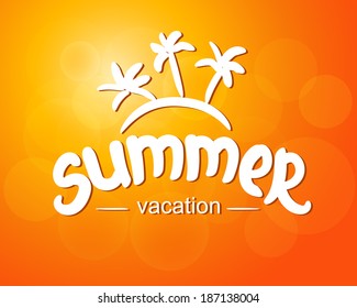 Summer vacation - typographic design. Hand drawn lettering elements. Eps 10 vector illustration