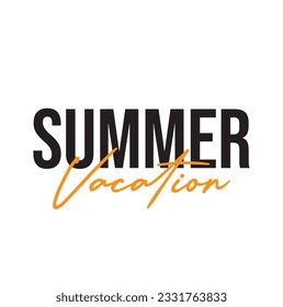 Summer Vacation Typography Text On white Background.