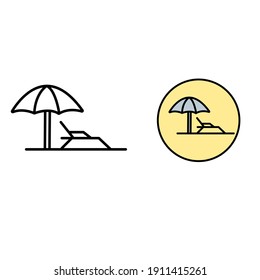 Summer vacation or umbrella beach or logo isolated sign symbol vector illustration - high quality black style vector 