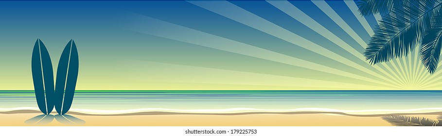 summer vacation vector banners with tropical beach