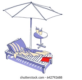 Summer vacation. Vector hand-drawn sketch.