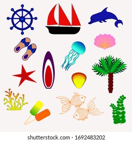 
Summer vacation vector icon set