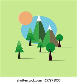 Summer vacation vector illustration, camping concept, mountain hiking illustration