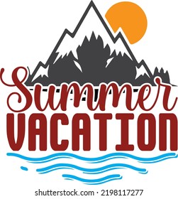SUMMER VACATION VECTOR ILLUSTRATION ON WHITE BACKGROUND
