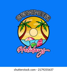 Summer vacation vector illustration. Suitable for screen printing t-shirts or for company logos.
