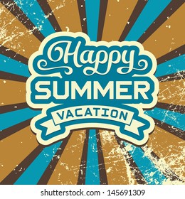 Summer vacation vintage poster, vector illustration with calligraphic elements