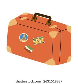 Summer vacation vintage suitcase for travel design. Travel to italy, mediterian italian style. 