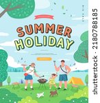 Summer Vacation Web Banner illustration.
