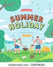Summer Vacation Web Banner illustration. - Shutterstock ID 2180788185