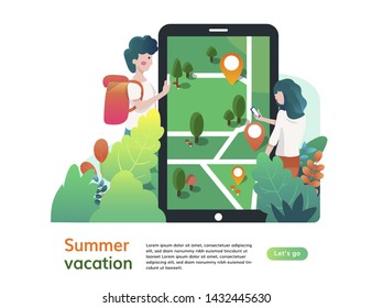 Summer vacation website template, web page and landing page design for website development. template for landing page, banner, poster, ad or print media.