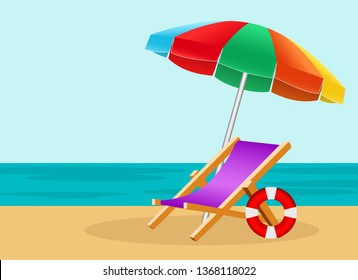 Summer vacation.Beach and chair graphic vector