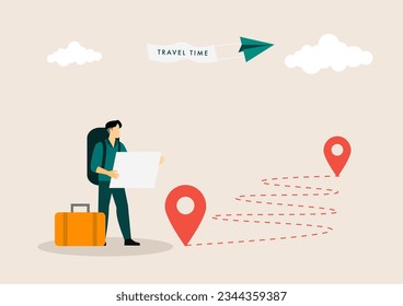 Vacaciones veraniegas e ilustración vectorial de vacaciones. Colección de elementos de viaje y turismo.