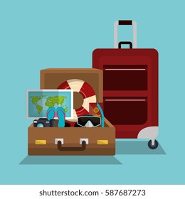 summer vacations holidays icons