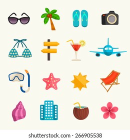 Summer vacations icon set