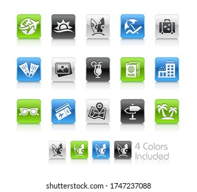 Iconos de vacaciones de verano - El archivo vectorial incluye 4 versiones de color para cada icono en diferentes capas.