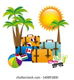 summer vacations over white background vector illustration