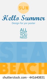 Summer vacations poster design. Beach, sea, sun.