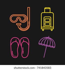 summer vacations set icons