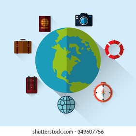Summer, vacations and travel graphic design with icons, vector illustration