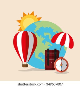 Summer, vacations and travel graphic design with icons, vector illustration