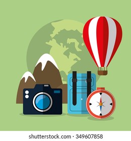 Summer, vacations and travel graphic design with icons, vector illustration