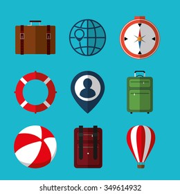Summer, vacations and travel graphic design with icons, vector illustration