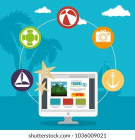 summer vacattions set icons