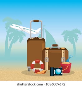 summer vacattions set icons