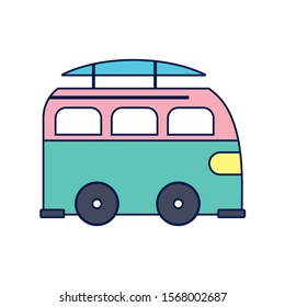 summer van car detailed style icon vector illustration design