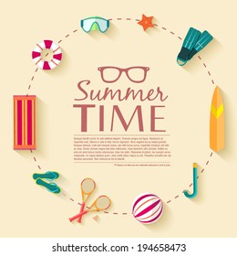 summer vecetion time background circle. Vector illustration concept