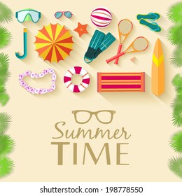 summer vecetion time background vector illustration concept