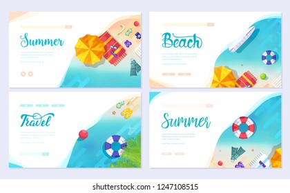 Summer vecetion time. Ecology brochure card set. Outdoor template of flyear, web banner, ui header, enter site. Layout invintation modern